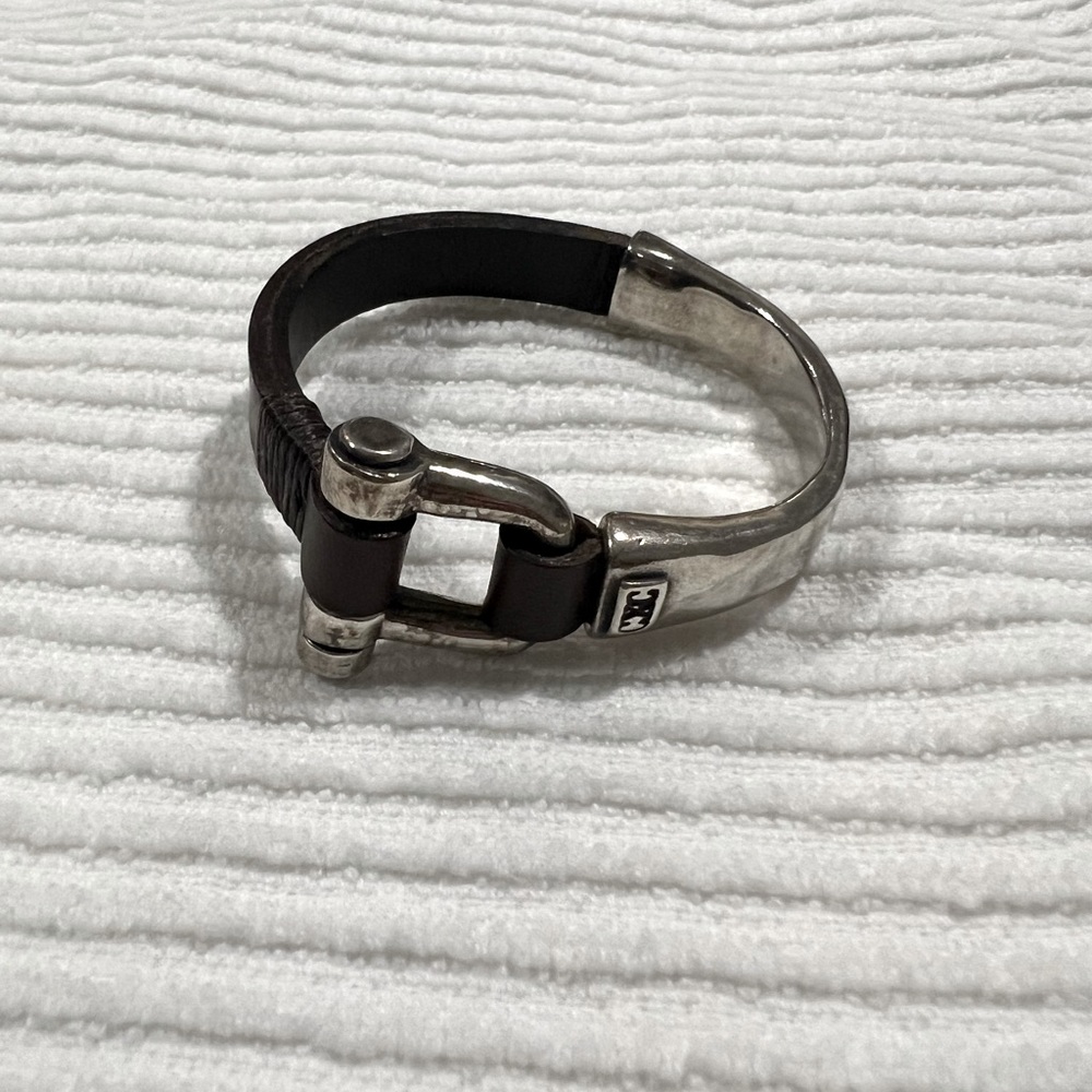 CXC Leather and Silver plated Bracelet